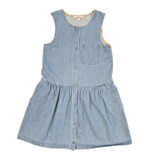 MINI BODEN Pinafore Dress Chambray Denim w/Floral Lining Sleeveless Girl's 11-12